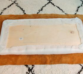 diy leather tufted ottoman with custom hairpin legs, crafts, foyer, painted furniture