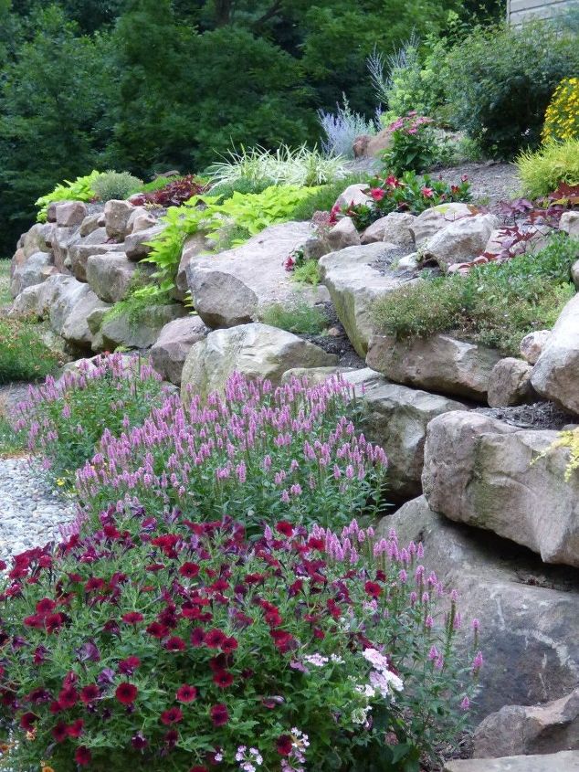 rustic rock wall, gardening, how to, landscape