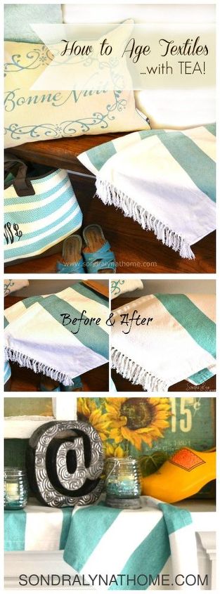 how to age textiles with tea, crafts, fireplaces mantels, home decor, reupholster