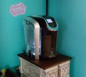 repurposed sewing drawers coffee stand and k cup storage, organizing, repurposing upcycling, storage ideas