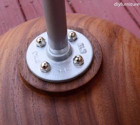 diy bistro table with pedestal base made of wood salad bowl and pipe , crafts, repurposing upcycling