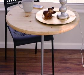 diy bistro table with pedestal base made of wood salad bowl and pipe , crafts, repurposing upcycling