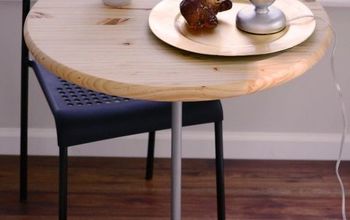 DIY Bistro Table With Pedestal Base Made of Wood Salad Bowl and Pipe.