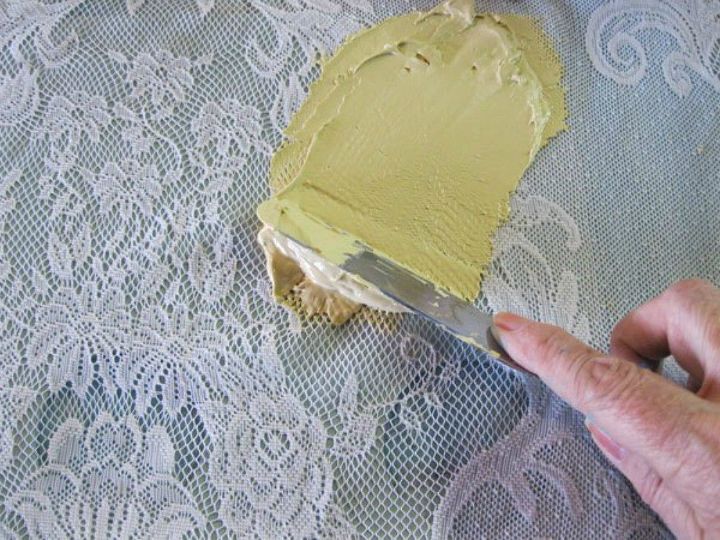 s 11 jaw dropping decorating techniques you ve never seen before, crafts, painting, painting wood furniture, Make a lace design on wood pieces with icing