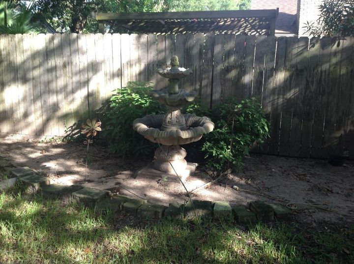 q back yard planning, landscape, Fountain with butterfly bushes Garden 5