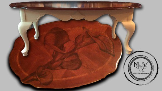 calla lily stained coffee table, painted furniture