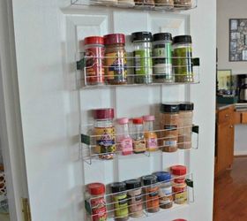s 11 storage hacks that will instantly declutter your kitchen, kitchen design, organizing, storage ideas, Hang a spice rack on the door