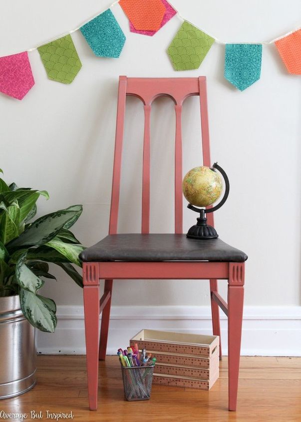 coral and leather chair makeover, chalk paint, painted furniture, reupholster