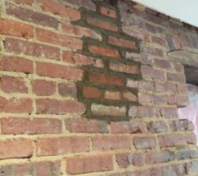 exposing cleaning a 100 year old brick wall, concrete masonry, home decor, how to, wall decor, The mortar is still wet in this picture