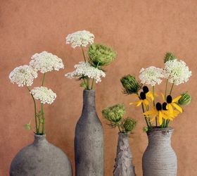 Easy DIY Decor:  Hand-Formed Cement (Over Glass) Vases