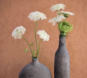 easy diy decor hand formed cement over glass vases, concrete masonry, crafts, home decor, how to, These vases were made with the thick mix