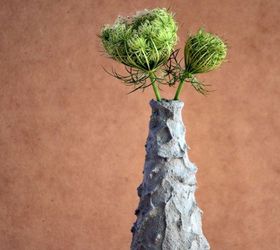 easy diy decor hand formed cement over glass vases, concrete masonry, crafts, home decor, how to, Use a medium thickness mix for this style