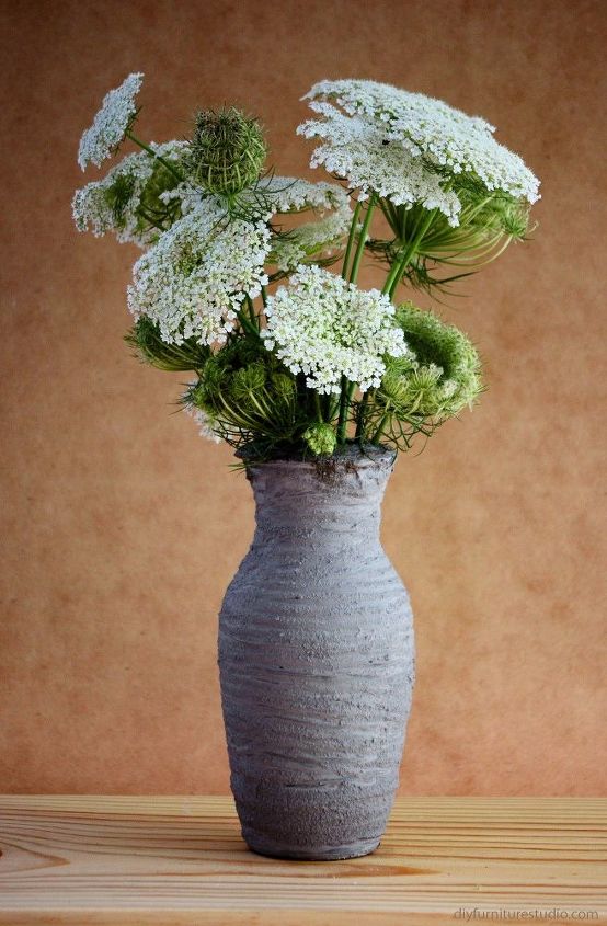 easy diy decor hand formed cement over glass vases, concrete masonry, crafts, home decor, how to, This one is made using a thinner cement mix