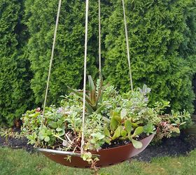 hanging succulent garden, flowers, gardening, repurposing upcycling, succulents