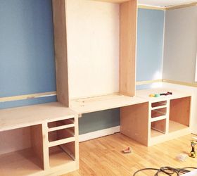 built in desk reveal, home decor, home improvement, home office, how to, living room ideas, painted furniture, woodworking projects