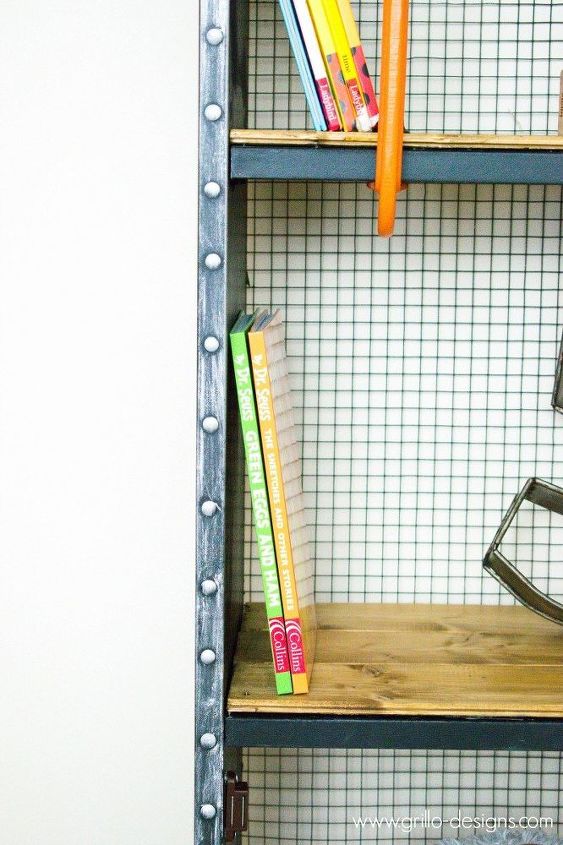 ikea hack industrial kids shelf with another secret purpose , painted furniture, shelving ideas