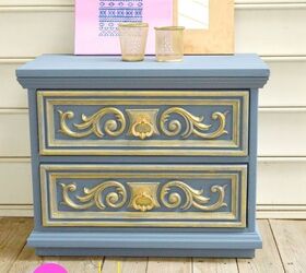 gold and grey nightstand, painted furniture
