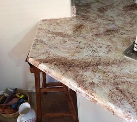 my faux granite counter top and a new use for fabric softener sheets, cleaning tips, countertops, how to, painting