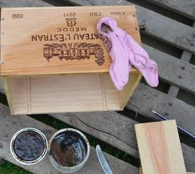 upcycled wine crate box into nightstand, bedroom ideas, decoupage, repurposing upcycling, rustic furniture
