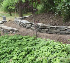 diy stacked stone garden wall, concrete masonry, landscape, outdoor living
