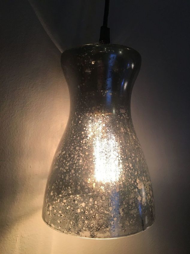 mercury glass lamp pendant, crafts, how to, lighting, painting, repurposing upcycling