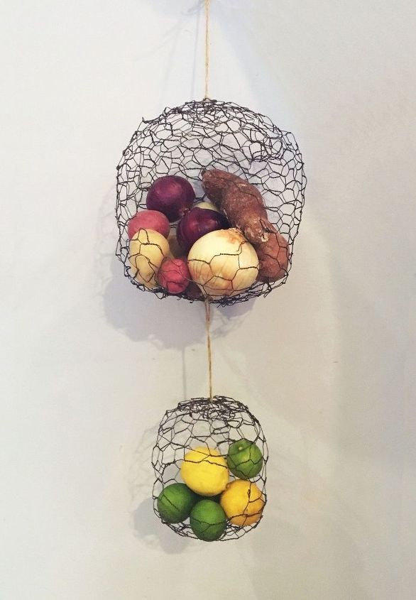 hanging chicken wire fruit produce baskets