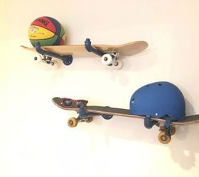 s 17 surprising shelving ideas you would never have thought of, shelving ideas, Use skateboards in your boy s room