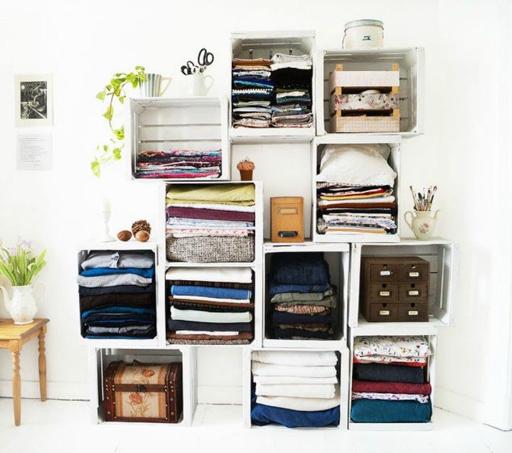 s 17 surprising shelving ideas you would never have thought of, shelving ideas, Stack apple crates together