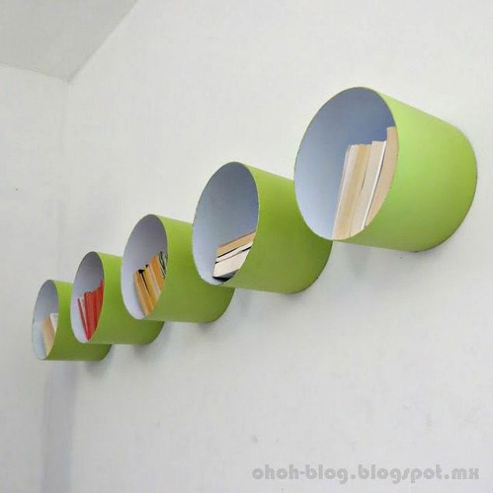 s 17 surprising shelving ideas you would never have thought of, shelving ideas, Turn buckets into circular shelves