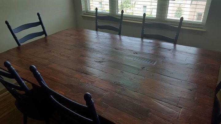 kitchen table made from recalimed pallet wood, pallet, repurposing upcycling, woodworking projects