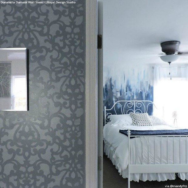 stencil ideas for a dreamy romantic bedroom