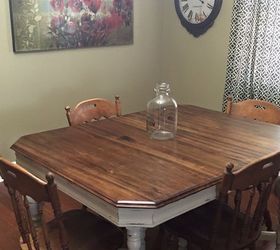 q decorating a server french country rustic vintage style, home decor, home decor dilemma, wall decor, window treatments, This is dining room table if this helps I want to add yellow flowers to bottle on table