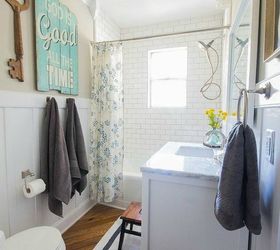 s why everyone is freaking out over these country cottage rooms, bedroom ideas, entertainment rec rooms, home decor, The floors in this bathroom are so original