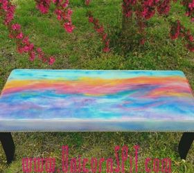 15 magical furniture flips using nothing but unicorn spit stain, Tie dye an old fabric bed bench