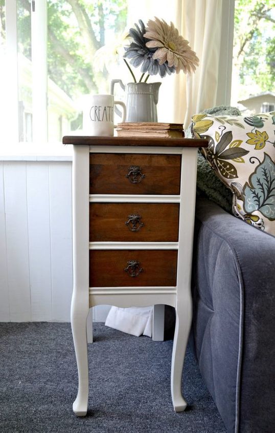 broken end table makeover, painted furniture, painting wood furniture