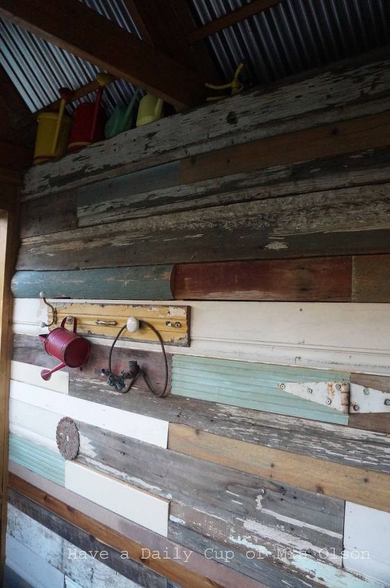 adding a junk wood wall to the she shed nailedit, repurposing upcycling, wall decor