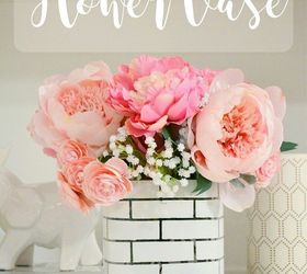 diy faux brick flower vase, container gardening, crafts, painting
