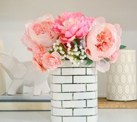 diy faux brick flower vase, container gardening, crafts, painting