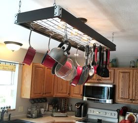 industrial pot rack creative pan handling , kitchen design, organizing