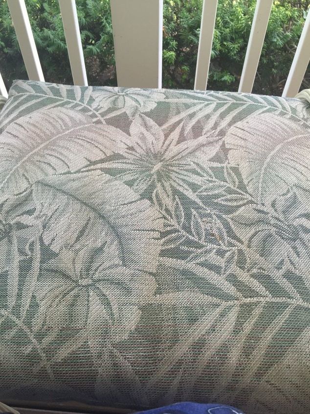 q the cushion on my porch furniture are outdated and old looking can i, outdoor furniture, painted furniture, painting upholstered furniture