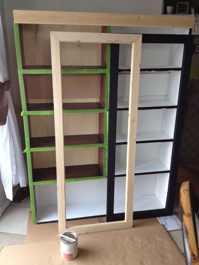 upcycled glass cabinet, kitchen cabinets, kitchen design, painted furniture, One of the newly built doors