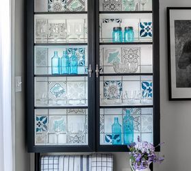upcycled glass cabinet, kitchen cabinets, kitchen design, painted furniture