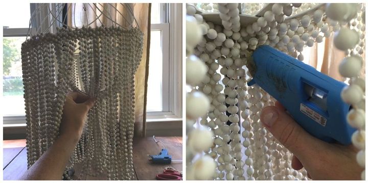 planter and mardi gras bead chandelier, how to, lighting