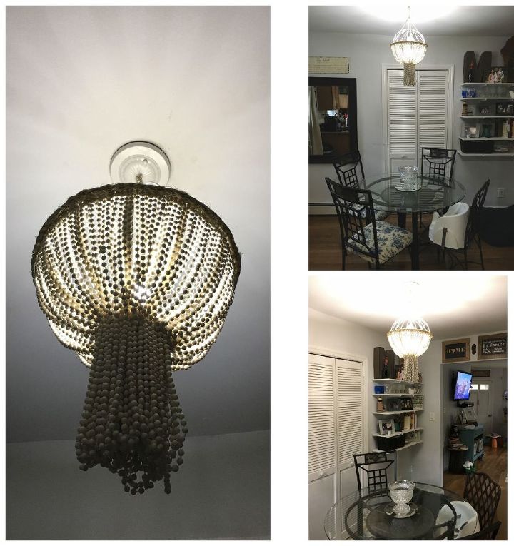 planter and mardi gras bead chandelier, how to, lighting