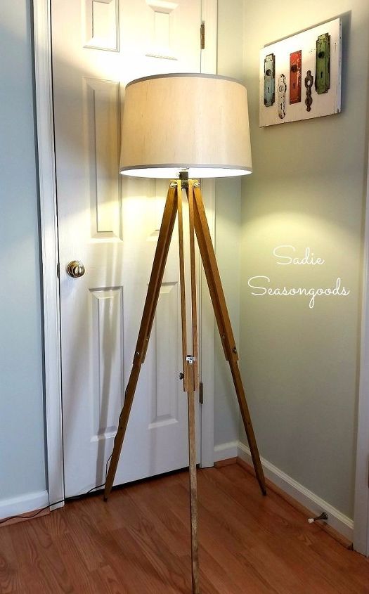 antique surveyor s tripod floor lamp, home decor, how to, lighting, repurposing upcycling