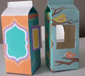 milk carton and juice carton bird feeder, crafts, how to, painting, pets animals, repurposing upcycling