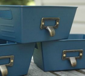s 10 clever ways to decorate plastic bins, home decor, storage ideas, Add metal pulls for a real locker look
