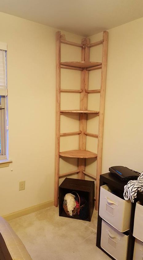 ladder becomes a corner shelf, repurposing upcycling, shelving ideas, woodworking projects