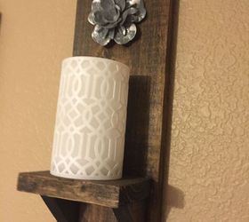 13 homemade wall sconces that double as wall decor, Fasten stained wood pieces for a rustic look