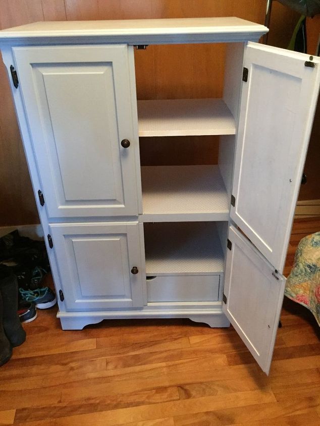 cottage dresser created from entertainment unit, painted furniture, Transformation complete